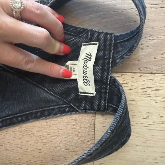 $110 Madewell Black denim short overalls size XS m11 - Picture 4 of 5